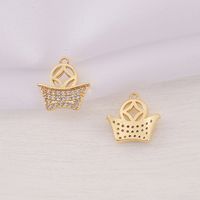 1 Piece 12 * 13mm Copper Zircon 18K Gold Plated Ingot Copper Coins Polished Pendant main image 4