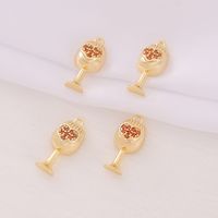 1 Piece 8 * 18mm Copper Zircon 18K Gold Plated Heart Shape Wine Glass Polished Pendant main image 1