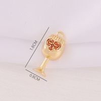 1 Piece 8 * 18mm Copper Zircon 18K Gold Plated Heart Shape Wine Glass Polished Pendant main image 2