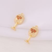 1 Piece 8 * 18mm Copper Zircon 18K Gold Plated Heart Shape Wine Glass Polished Pendant main image 3