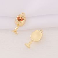 1 Piece 8 * 18mm Copper Zircon 18K Gold Plated Heart Shape Wine Glass Polished Pendant main image 4