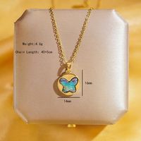 Wholesale Elegant Shiny Heart Shape Butterfly 304 Stainless Steel Copper Plating Inlay 18K Gold Plated Acrylic Zircon Pendant Necklace sku image 2