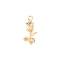 1 Piece 8 * 16mm Copper Zircon 18K Gold Plated Rose Flower Polished Pendant main image 6
