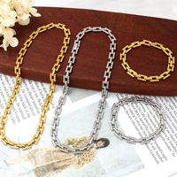 304 Stainless Steel 18K Gold Plated Vacation Solid Color Bracelets Necklace main image 2