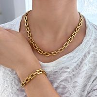 304 Stainless Steel 18K Gold Plated Vacation Solid Color Bracelets Necklace main image 3