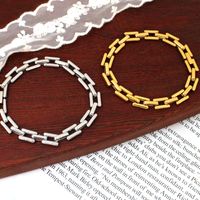 304 Stainless Steel 18K Gold Plated Vacation Solid Color Bracelets Necklace main image 5