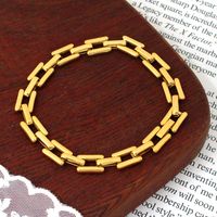 304 Stainless Steel 18K Gold Plated Vacation Solid Color Bracelets Necklace main image 7