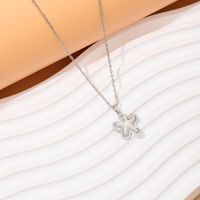 Wholesale Casual Vacation Starfish Copper Plating Inlay Gold Plated Zircon Pendant Necklace main image 4