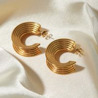 1 Pair Simple Style Classic Style Solid Color Plating 304 Stainless Steel 18K Gold Plated Ear Studs main image 1