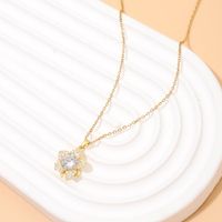 Wholesale Elegant Lady Streetwear Flower Copper Inlay Gold Plated Zircon Pendant Necklace main image 3