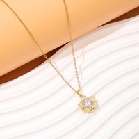 Wholesale Elegant Lady Streetwear Flower Copper Inlay Gold Plated Zircon Pendant Necklace main image 4
