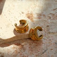 1 Pair Simple Style Classic Style Solid Color Plating 316 Stainless Steel  18K Gold Plated Ear Cuffs main image 1