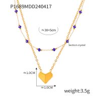 304 Stainless Steel Natural Stone 18K Gold Plated Elegant Simple Style Beaded Plating Round Heart Shape Double Layer Necklaces main image 10