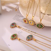 304 Stainless Steel Glass 18K Gold Plated Casual Simple Style Artistic Enamel Plating Devil's Eye Artificial Diamond Glass Pendant Necklace main image 8