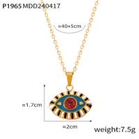 304 Stainless Steel Glass 18K Gold Plated Casual Simple Style Artistic Enamel Plating Devil's Eye Artificial Diamond Glass Pendant Necklace main image 3