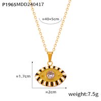 304 Stainless Steel Glass 18K Gold Plated Casual Simple Style Artistic Enamel Plating Devil's Eye Artificial Diamond Glass Pendant Necklace main image 2