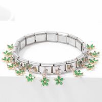 Fashion Cute Pendant Five Petal Grass Italian Charm Single Section Spring Stainless Steel 9mm Bracelet Jewelry sku image 3