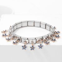 Fashion Cute Pendant Five Petal Grass Italian Charm Single Section Spring Stainless Steel 9mm Bracelet Jewelry sku image 4