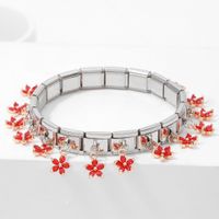 Fashion Cute Pendant Five Petal Grass Italian Charm Single Section Spring Stainless Steel 9mm Bracelet Jewelry sku image 6