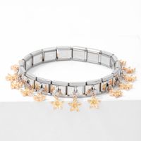 Fashion Cute Pendant Five Petal Grass Italian Charm Single Section Spring Stainless Steel 9mm Bracelet Jewelry sku image 2