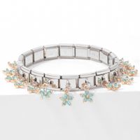 Fashion Cute Pendant Five Petal Grass Italian Charm Single Section Spring Stainless Steel 9mm Bracelet Jewelry sku image 7
