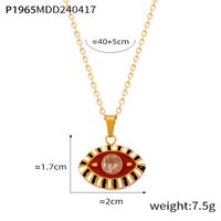 304 Stainless Steel Glass 18K Gold Plated Casual Simple Style Artistic Enamel Plating Devil's Eye Artificial Diamond Glass Pendant Necklace sku image 1