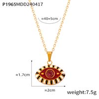 304 Stainless Steel Glass 18K Gold Plated Casual Simple Style Artistic Enamel Plating Devil's Eye Artificial Diamond Glass Pendant Necklace sku image 2