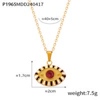 304 Stainless Steel Glass 18K Gold Plated Casual Simple Style Artistic Enamel Plating Devil's Eye Artificial Diamond Glass Pendant Necklace sku image 4