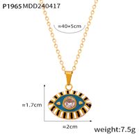 304 Stainless Steel Glass 18K Gold Plated Casual Simple Style Artistic Enamel Plating Devil's Eye Artificial Diamond Glass Pendant Necklace sku image 5