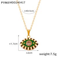 304 Stainless Steel Glass 18K Gold Plated Casual Simple Style Artistic Enamel Plating Devil's Eye Artificial Diamond Glass Pendant Necklace sku image 7