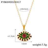 304 Stainless Steel Glass 18K Gold Plated Casual Simple Style Artistic Enamel Plating Devil's Eye Artificial Diamond Glass Pendant Necklace sku image 8