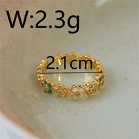 Copper 18K Gold Plated Sweet Simple Style Flowers Leaf Zircon Open Rings sku image 1