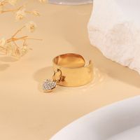 304 Stainless Steel 14K Gold Plated Simple Style Heart Shape Zircon Charm Rings main image 10
