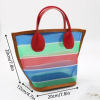 Women's Medium Nylon Stripe Basic Classic Style Hollow Bucket Open Bucket Bag main image 2