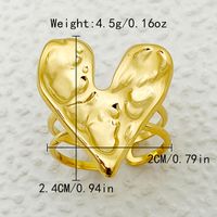 304 Stainless Steel 14K Gold Plated Elegant Exaggerated Simple Style Plating Heart Shape Dragonfly Natural Stone Zircon Rings sku image 5