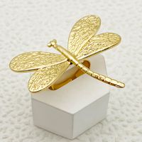 304 Stainless Steel 14K Gold Plated Elegant Exaggerated Simple Style Plating Heart Shape Dragonfly Natural Stone Zircon Rings main image 3