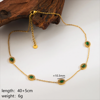 304 Stainless Steel 18K Gold Plated Simple Style Classic Style Inlay Oval Water Droplets Zircon Necklace main image 4