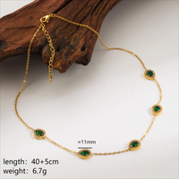 304 Stainless Steel 18K Gold Plated Simple Style Classic Style Inlay Oval Water Droplets Zircon Necklace sku image 3