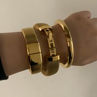 Modern Style Solid Color 304 Stainless Steel 16K Gold Plated White Gold Plated Gold Plated Bangle In Bulk main image 7