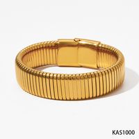 Modern Style Solid Color 304 Stainless Steel 16K Gold Plated White Gold Plated Gold Plated Bangle In Bulk sku image 3