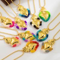 Wholesale Basic Classic Style Heart Shape Copper Plating 18K Gold Plated Seed Bead Pendant Necklace main image 1