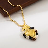 Wholesale Basic Classic Style Heart Shape Copper Plating 18K Gold Plated Seed Bead Pendant Necklace sku image 3