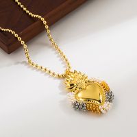 Wholesale Basic Classic Style Heart Shape Copper Plating 18K Gold Plated Seed Bead Pendant Necklace sku image 7
