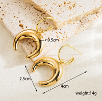 1 Pair Vintage Style Simple Style Moon Plating 304 Stainless Steel 18K Gold Plated Drop Earrings main image 3