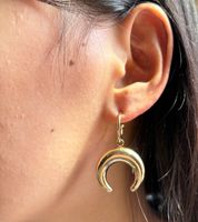 1 Pair Vintage Style Simple Style Moon Plating 304 Stainless Steel 18K Gold Plated Drop Earrings main image 2