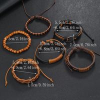 Retro Geometric Pu Leather Wooden Beads Beaded Men's Bracelets main image 2