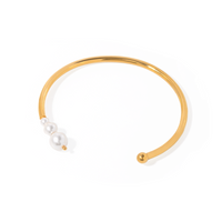 IG Style Solid Color 304 Stainless Steel Imitation Pearl 18K Gold Plated Bangle In Bulk main image 4