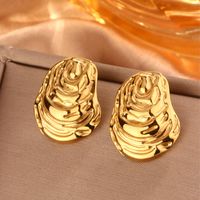 1 Pair Simple Style Sector Leaves Heart Shape Pleated 304 Stainless Steel 18K Gold Plated Ear Studs main image 11