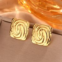 1 Pair Simple Style Sector Leaves Heart Shape Pleated 304 Stainless Steel 18K Gold Plated Ear Studs main image 9