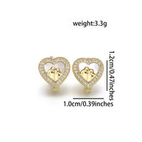 1 Par Elegante Básico Señora Forma De Corazón Mariposa Embutido Cobre Circón Chapados en oro de 18k Pendientes De Gota main image 3